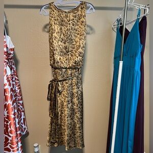 SEXY 🐆 satin-feel 100% silk animal-print sleeveless midi dress